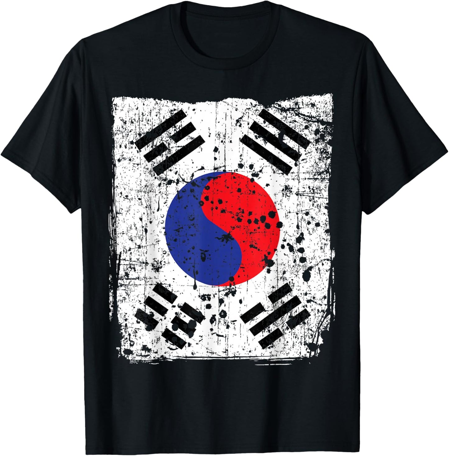 Faded Korean Flag, Distressed Flag of Korea T-Shirt - T-Shirt | Black