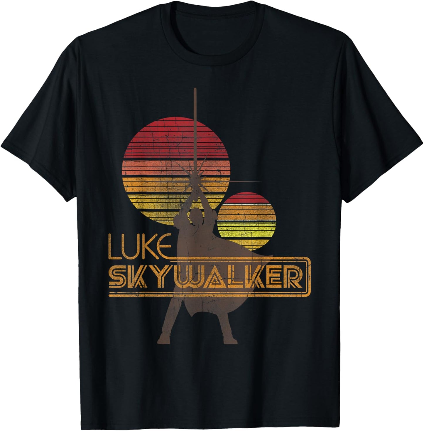 Star Wars Retro Luke Skywalker Silhouette Suns T-Shirt - T-Shirt | Black