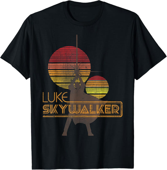 Star Wars Retro Luke Skywalker Silhouette Suns T-Shirt - T-Shirt | Black