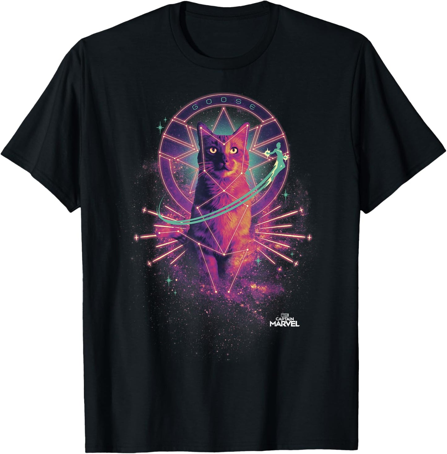 Captain Marvel Movie Goose Galaxy Portrait Graphic T-Shirt - T-Shirt | Black