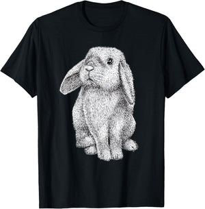 Lop Eared Bunny Rabbit Cute T-Shirt - T-Shirt | Black
