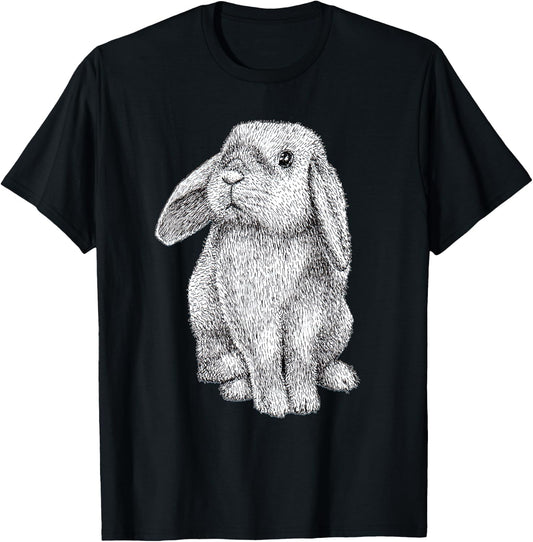 Lop Eared Bunny Rabbit Cute T-Shirt - T-Shirt | Black