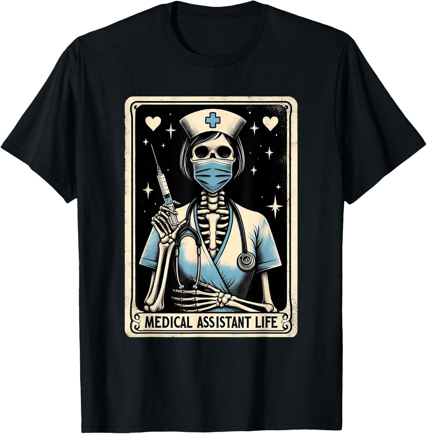Medical Assistant skeleton Tarot card Halloween Nursing T-Shirt - T-Shirt | Black