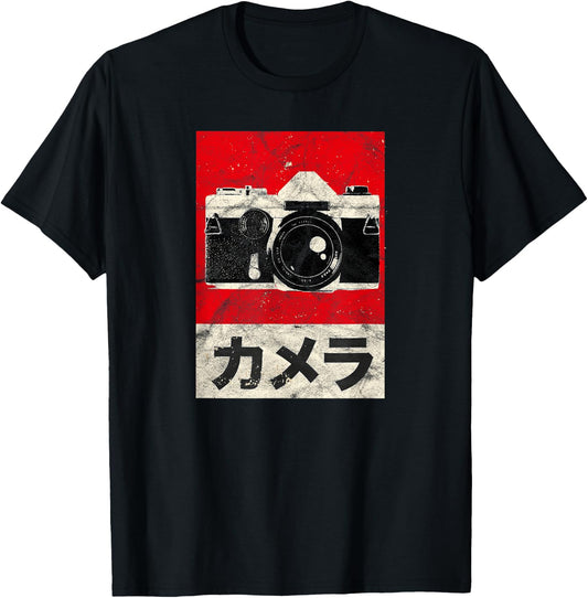 Vintage Japanese Analog SLR Camera Retro Photographer Film T-Shirt - T-Shirt | Black