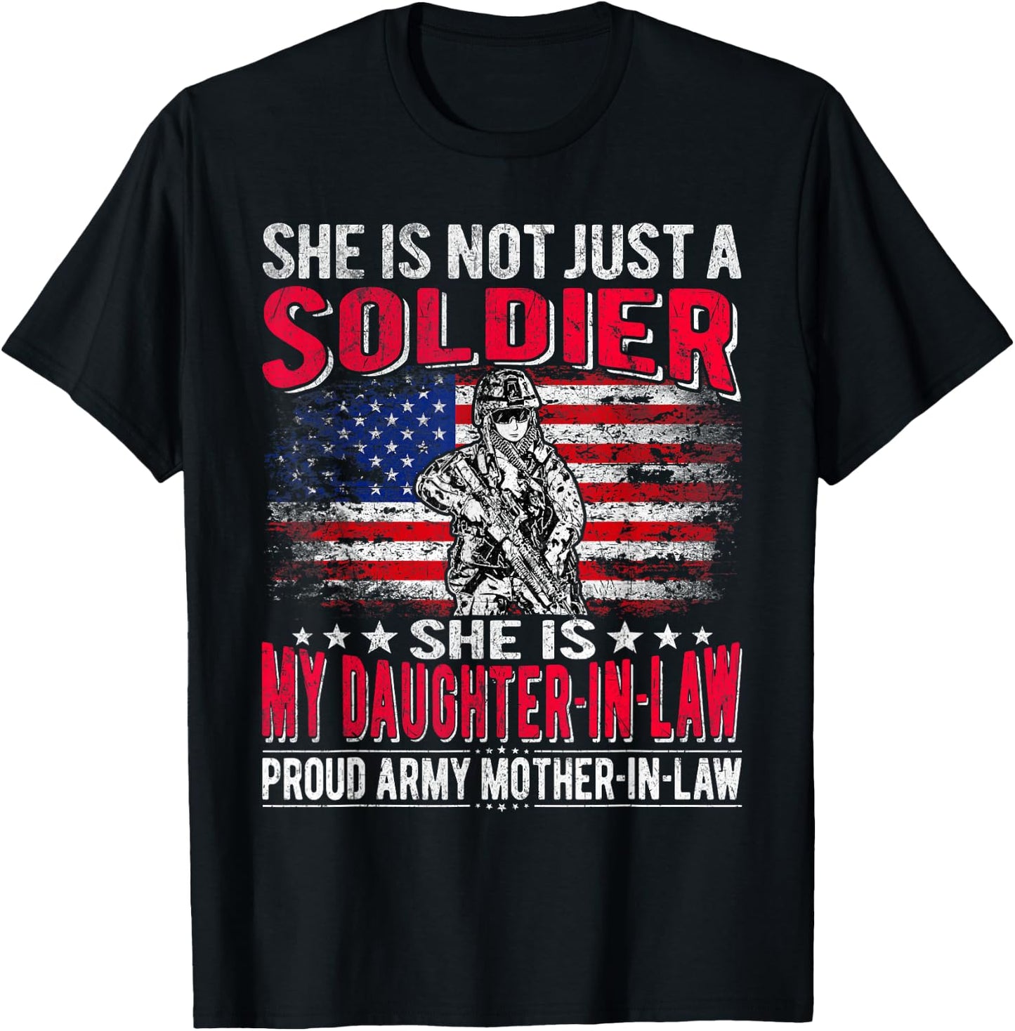 My Daughter-In-Law Is A Soldier Proud Army Mother-In-Law T-Shirt - T-Shirt | Black