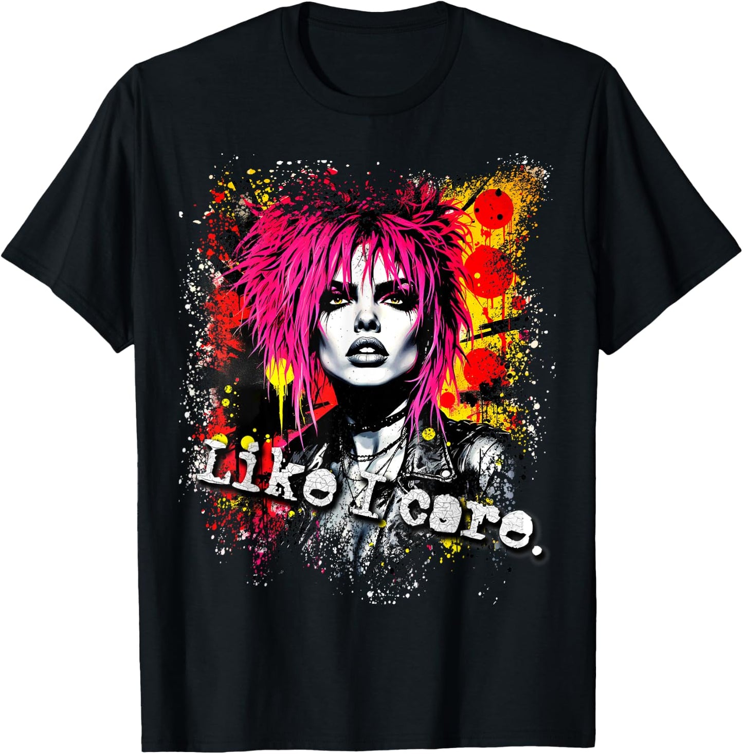 Punk Girl 90s Grunge Distressed Graffiti Graphic Vintage T-Shirt - T-Shirt | Black