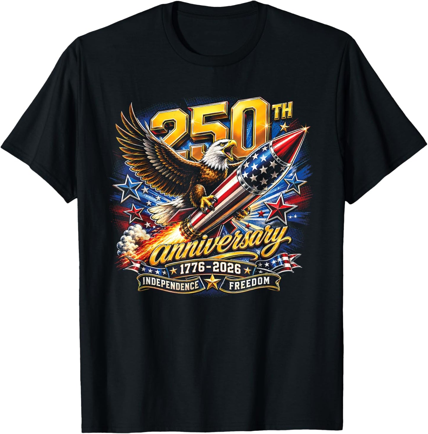 250th Anniversary 1776 2026 July 4th Patriotic Eagle T-Shirt - T-Shirt | Black