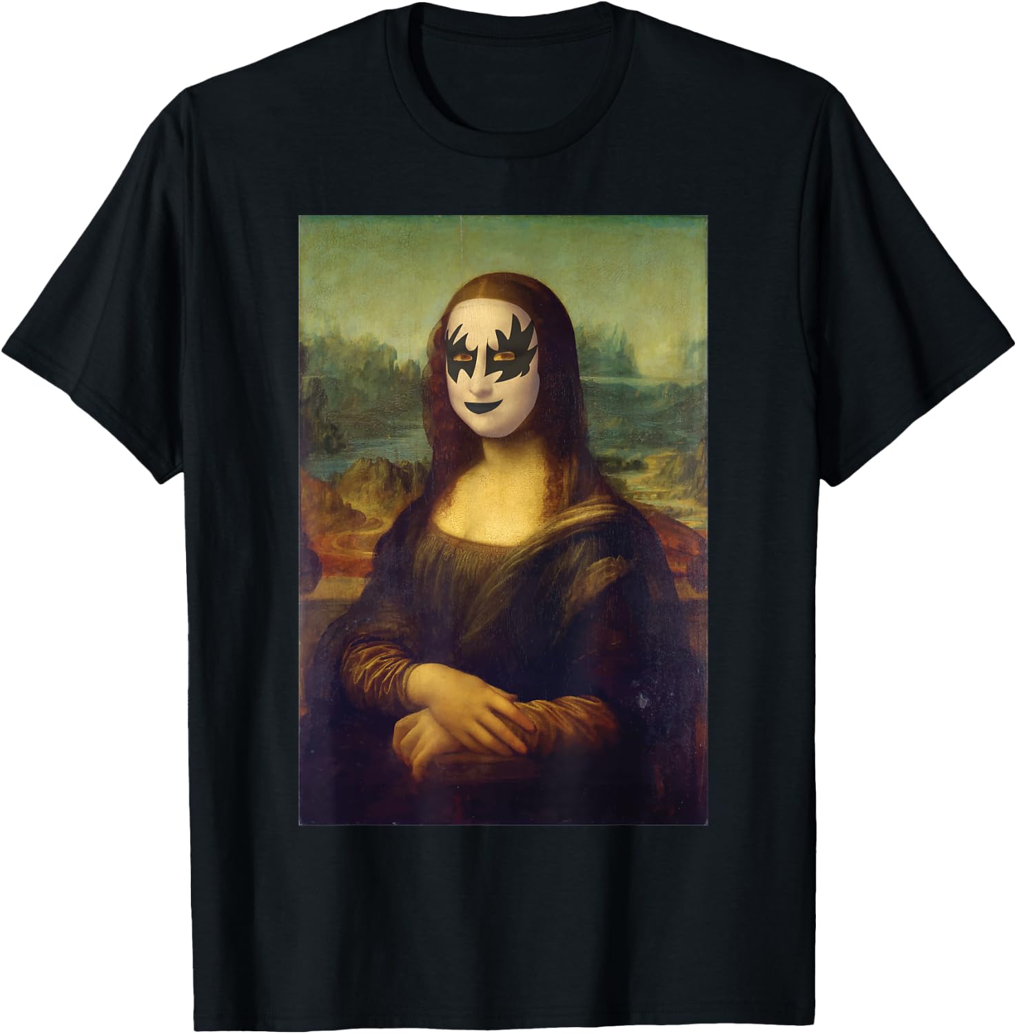 Cool Funny Rocker Mona Lisa classical art meme pop art T-Shirt - T-Shirt | Black