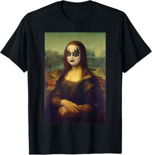 Cool Funny Rocker Mona Lisa classical art meme pop art T-Shirt - T-Shirt | Black
