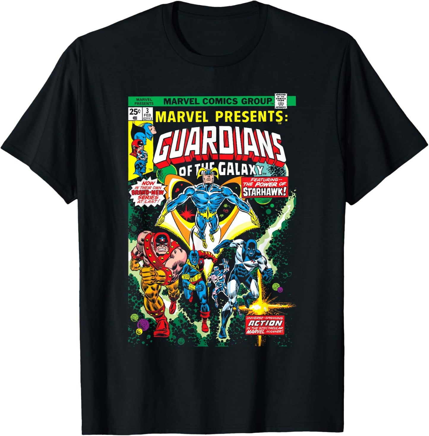 Marvel Guardians of The Galaxy Retro Comic Cover T-Shirt - T-Shirt | Black