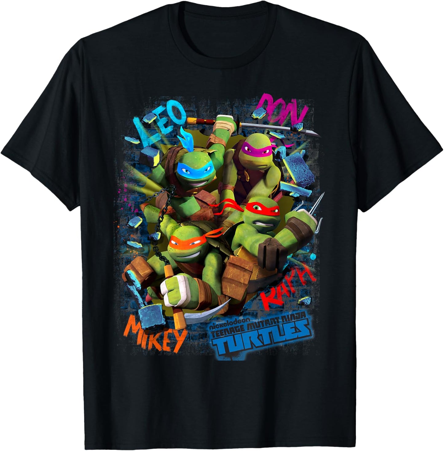 Teenage Mutant Ninja Turtles Graffiti Style Graphic T-Shirt - T-Shirt | Black