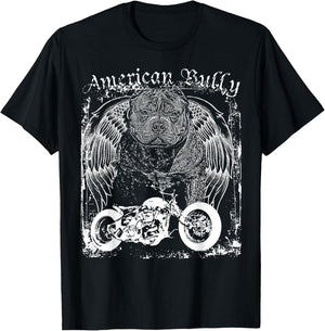 Americana American Bully Breed Motorcycle bobber t shirt T-Shirt - T-Shirt | Black