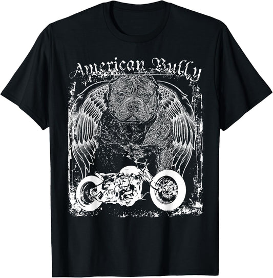 Americana American Bully Breed Motorcycle bobber t shirt T-Shirt - T-Shirt | Black
