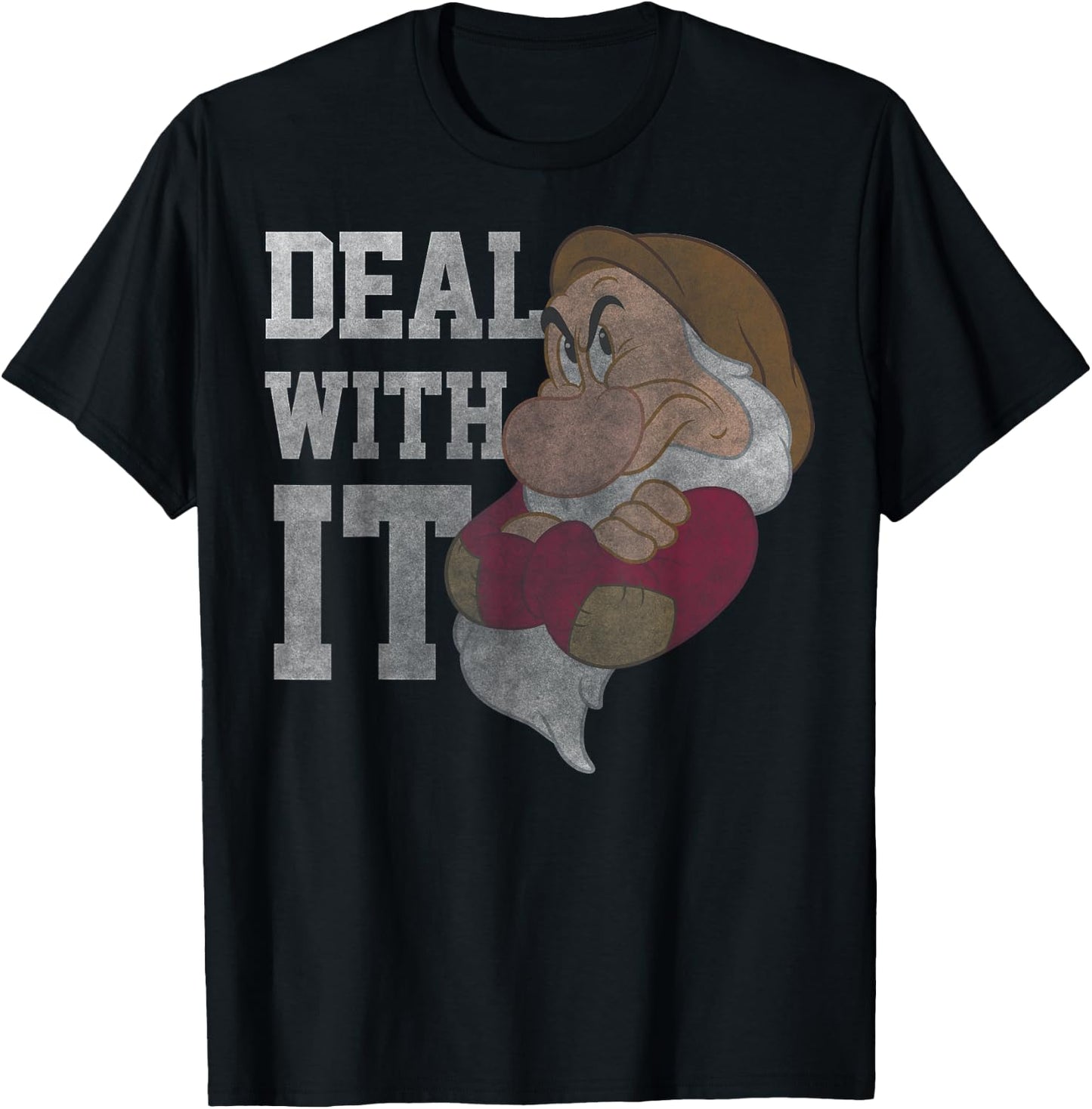 Disney Snow White Grumpy Deal With It Portrait T-Shirt - T-Shirt | Black