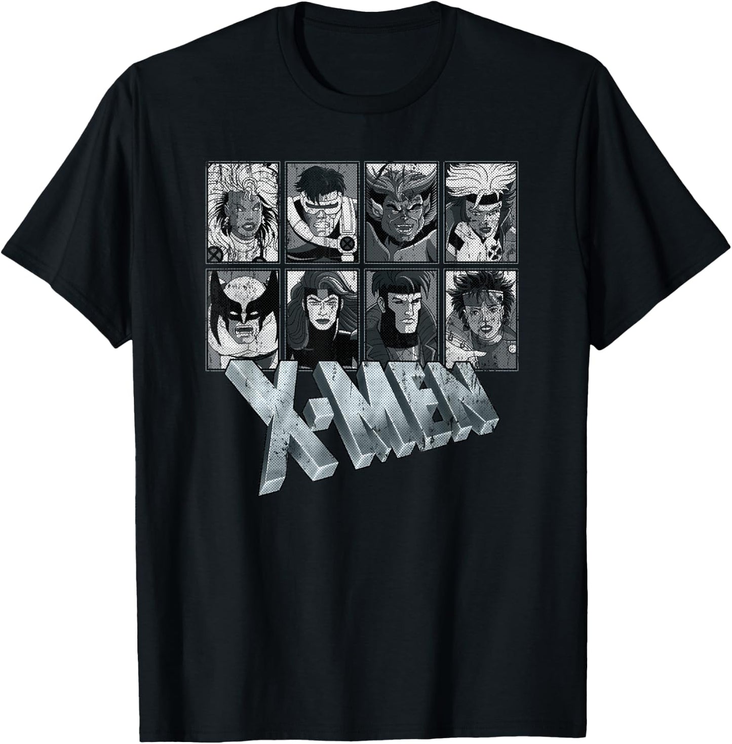 Marvel X-Men Animated Series Halftone Retro 90s T-Shirt - T-Shirt | Black