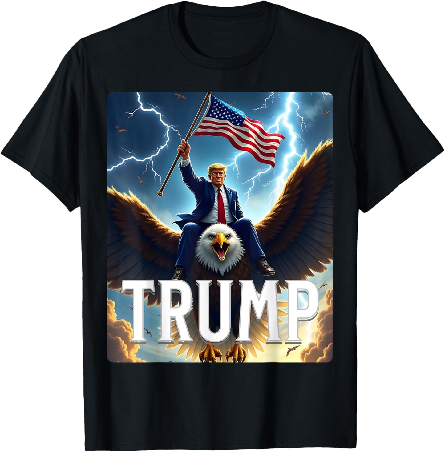 Zenzo's Atomic Political Designs President Trump Eagle Patriotic - Black, Small, -Adults, Conservative Trump Supporters, Short Sleeve T-Shirt - T-Shirt | Black