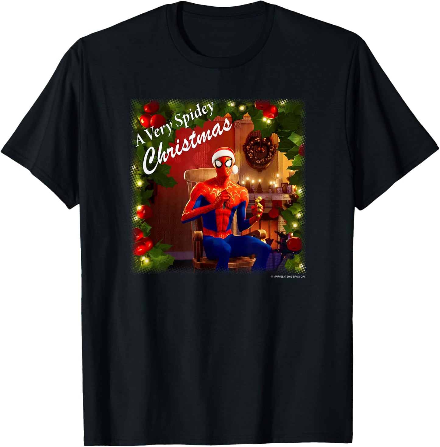 Marvel Spider-Man Spidey Christmas Album Cover T-Shirt - T-Shirt | Black