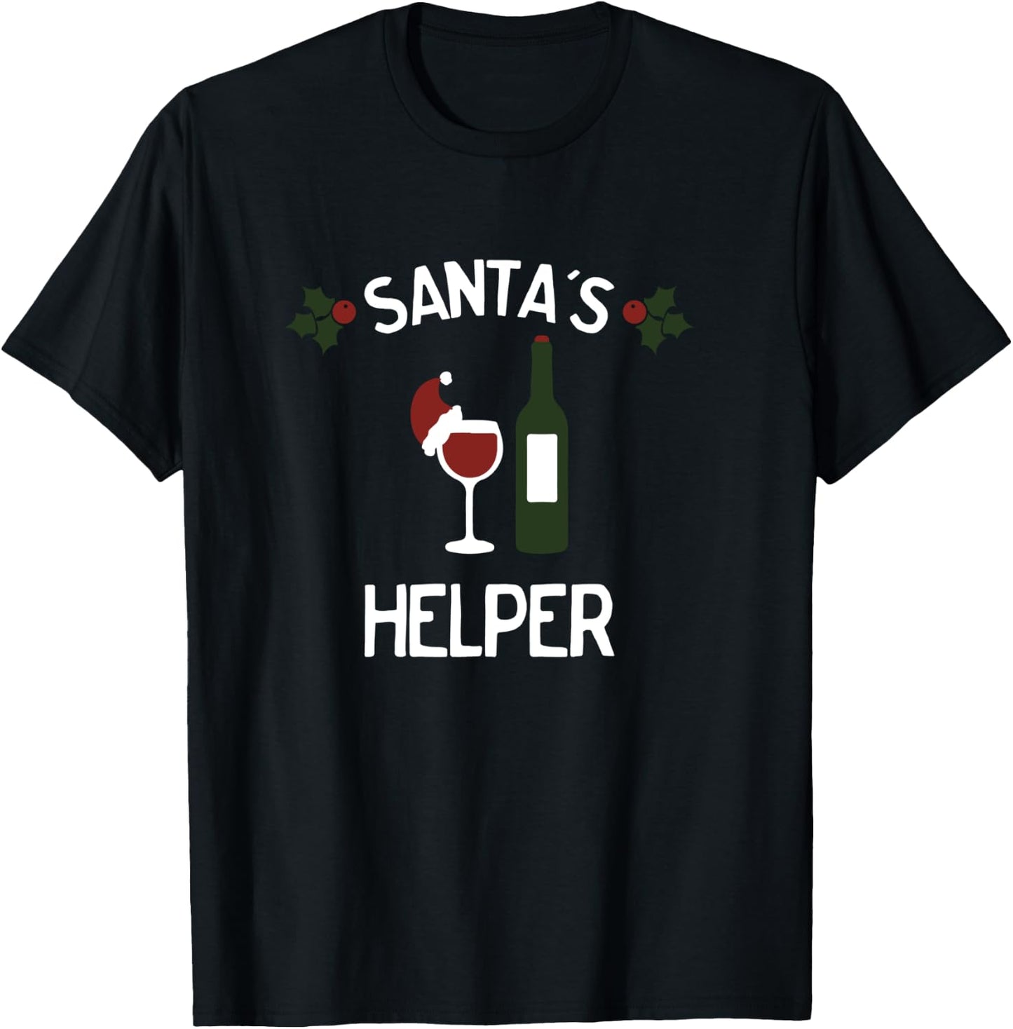 Funny Santa's Helper Christmas for Wine Lovers T-Shirt - T-Shirt | Black