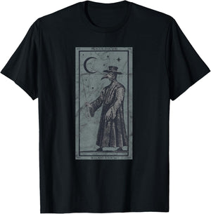 Occult Plague Doctor Tarot Card Black Death Baphomet Devil T-Shirt - T-Shirt | Black