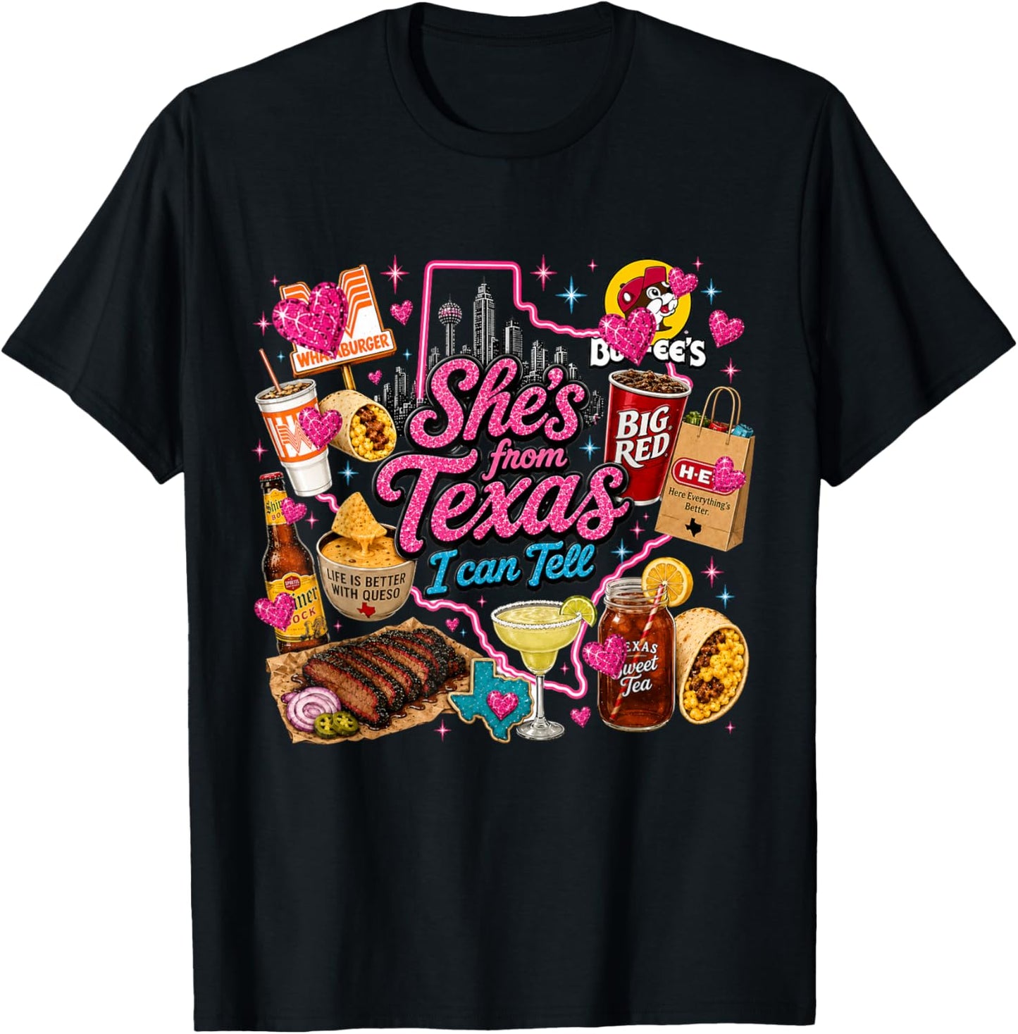 Shes from Texas I Can Tell State Pride Women T-Shirt - T-Shirt | Black