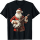 Santa Playing Banjo Funny Bluegrass Banjo Player Christmas T-Shirt - T-Shirt | Black