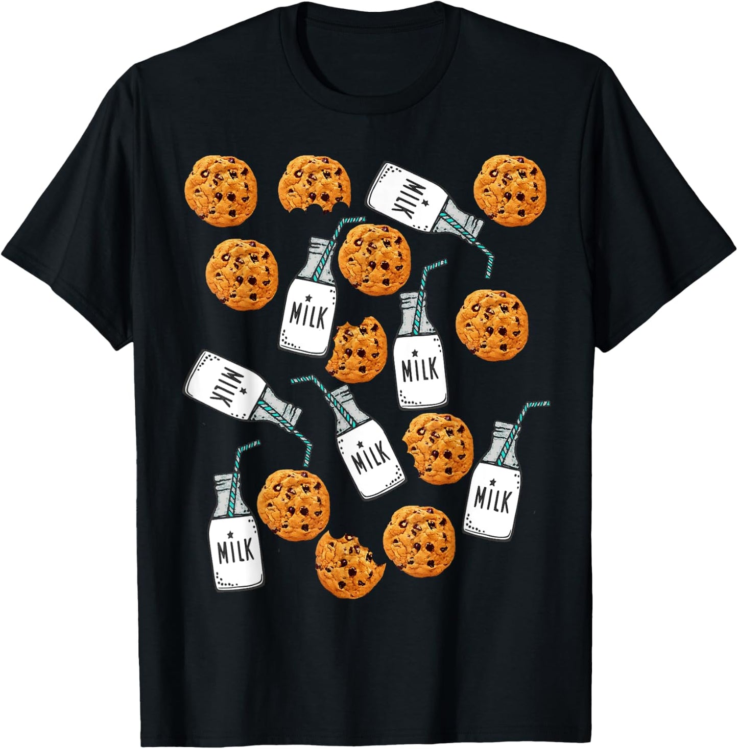 Chocolate Chip Cookies and Milk Funny Costume T-Shirt - T-Shirt | Black