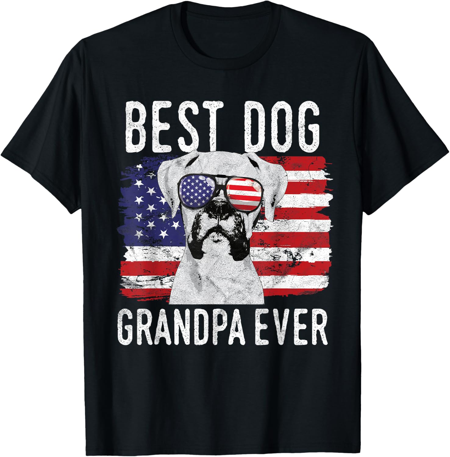 American Flag Best Dog Grandpa Ever Boxer USA Men T-Shirt - T-Shirt | Black