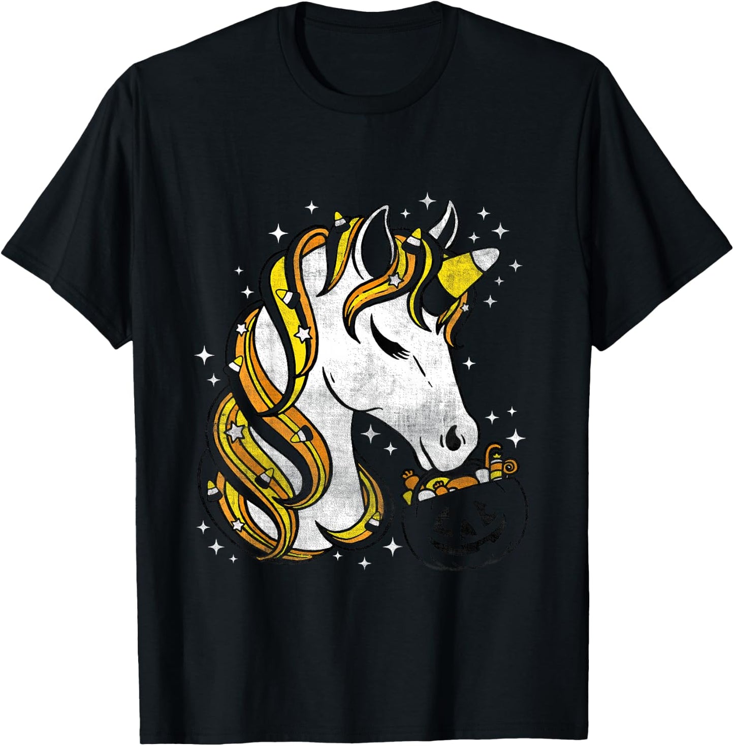 Kids Cute Candy Corn Unicorn Halloween T-Shirt - T-Shirt | Black