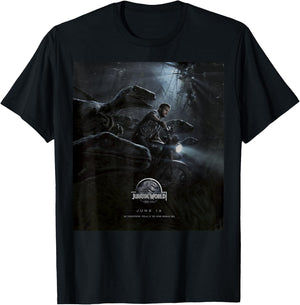 Jurassic World Owen Ride Raptor Movie Poster Graphic T-Shirt - T-Shirt | Black