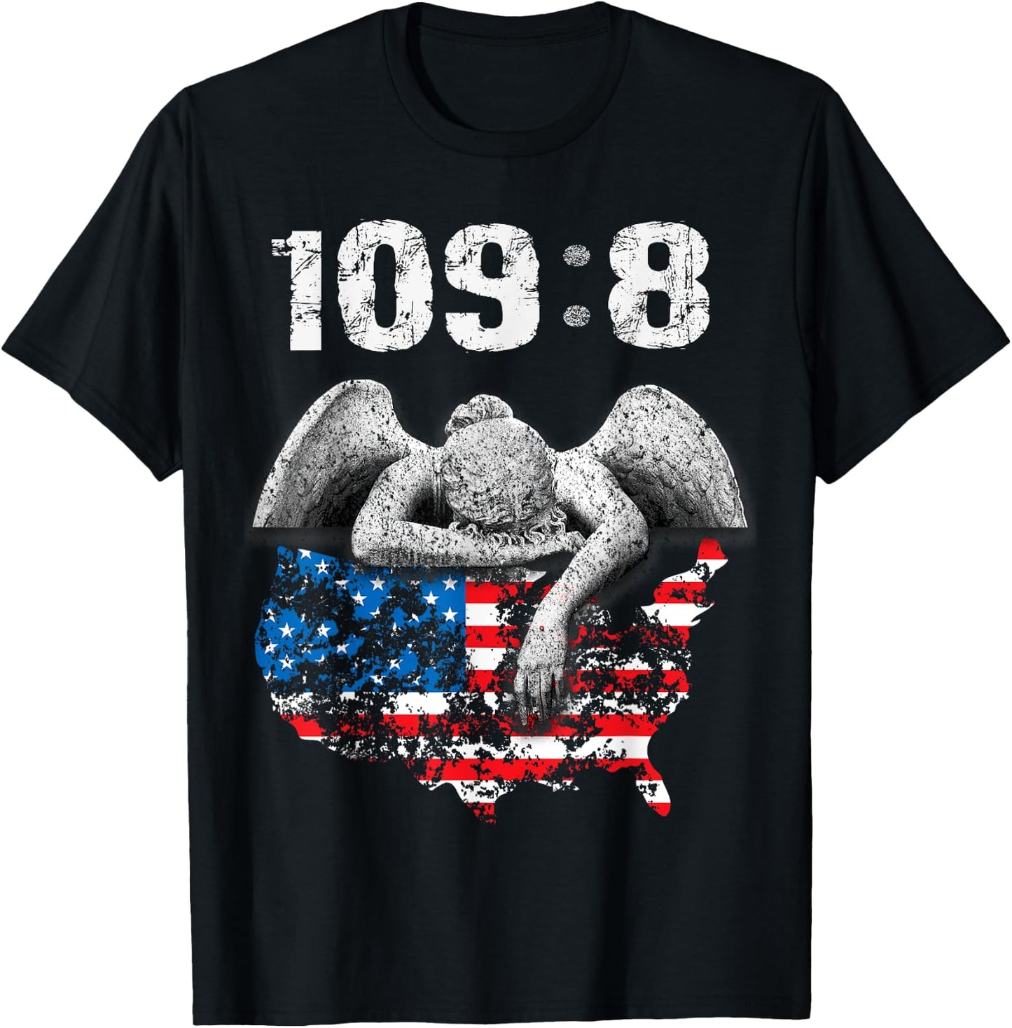 Psalm 109:8 KJV Bible Verse Shirt NIV with Angel and USA T-Shirt - T-Shirt | Black