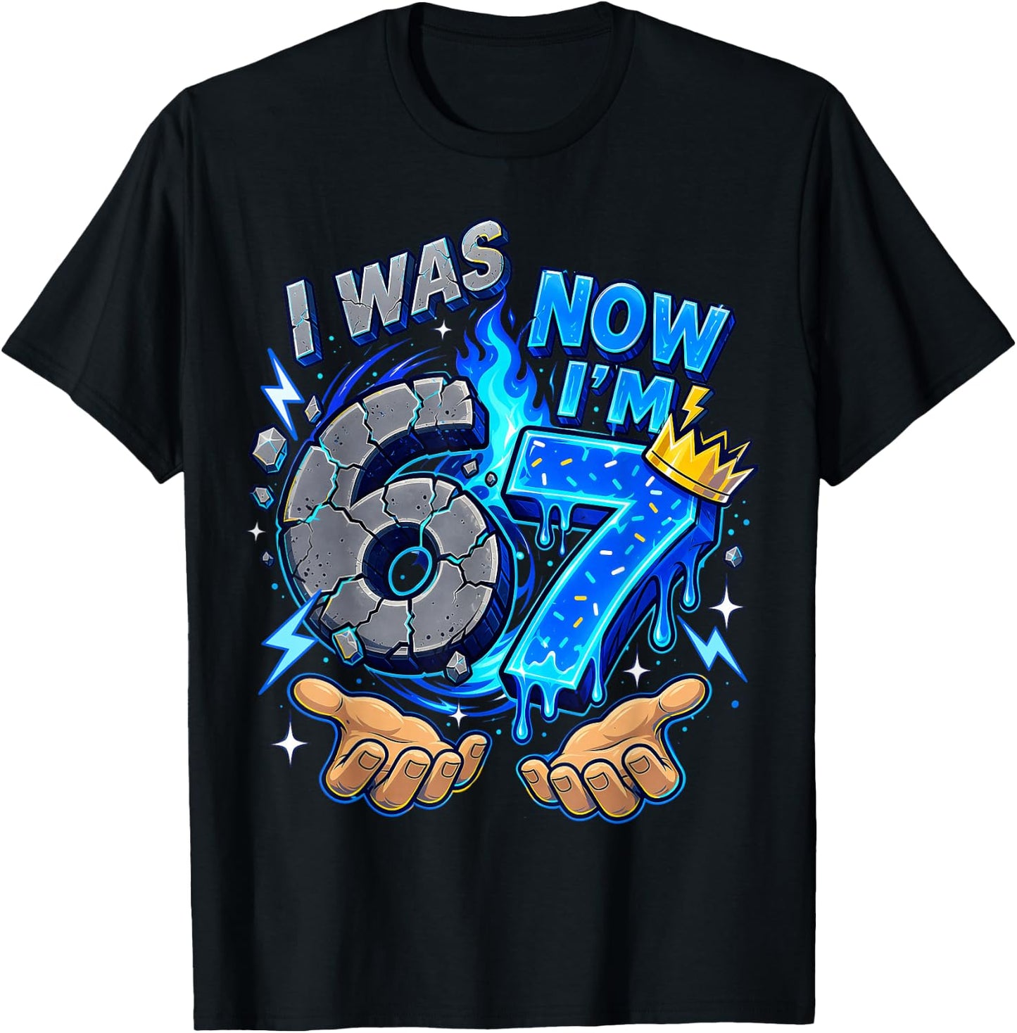 I was 6 Now I'm 7 Year Old 7th Birthday 6 7 Boys Kids T-Shirt - T-Shirt | Black