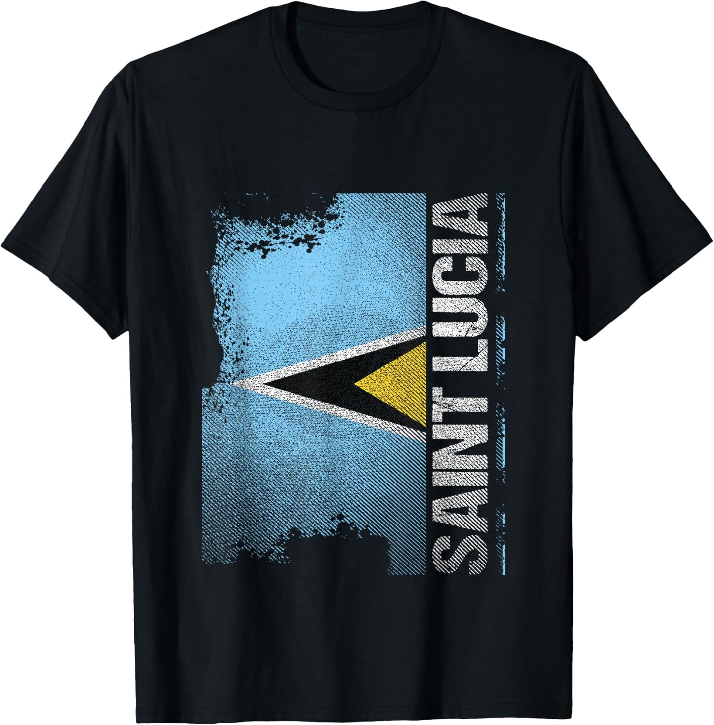 St Lucia Flag T-Shirt - T-Shirt | Black