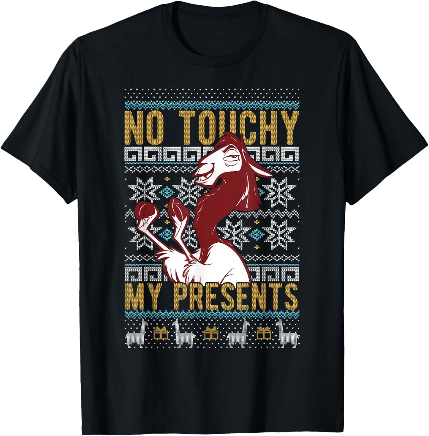 Disney Emperor's New Groove Kuzco No Touchy Ugly Christmas T-Shirt - T-Shirt | Black