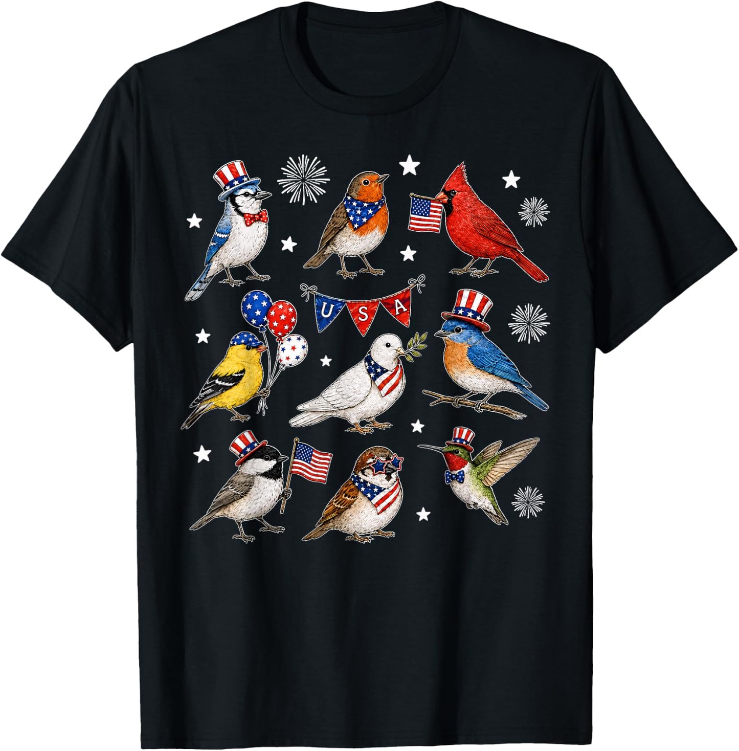 USA 250th Anniversary Bird Patriotic American Bird 4th July T-Shirt - T-Shirt | Black