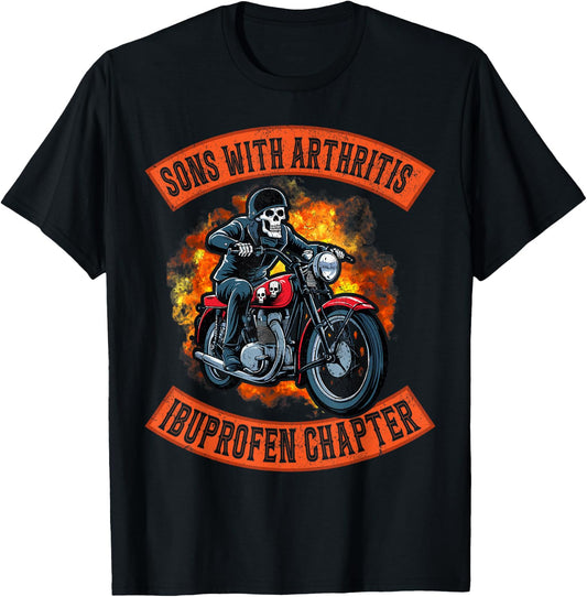 Motorcycle skeleton sons with arthritis ibuprofen chapter T-Shirt - T-Shirt | Black