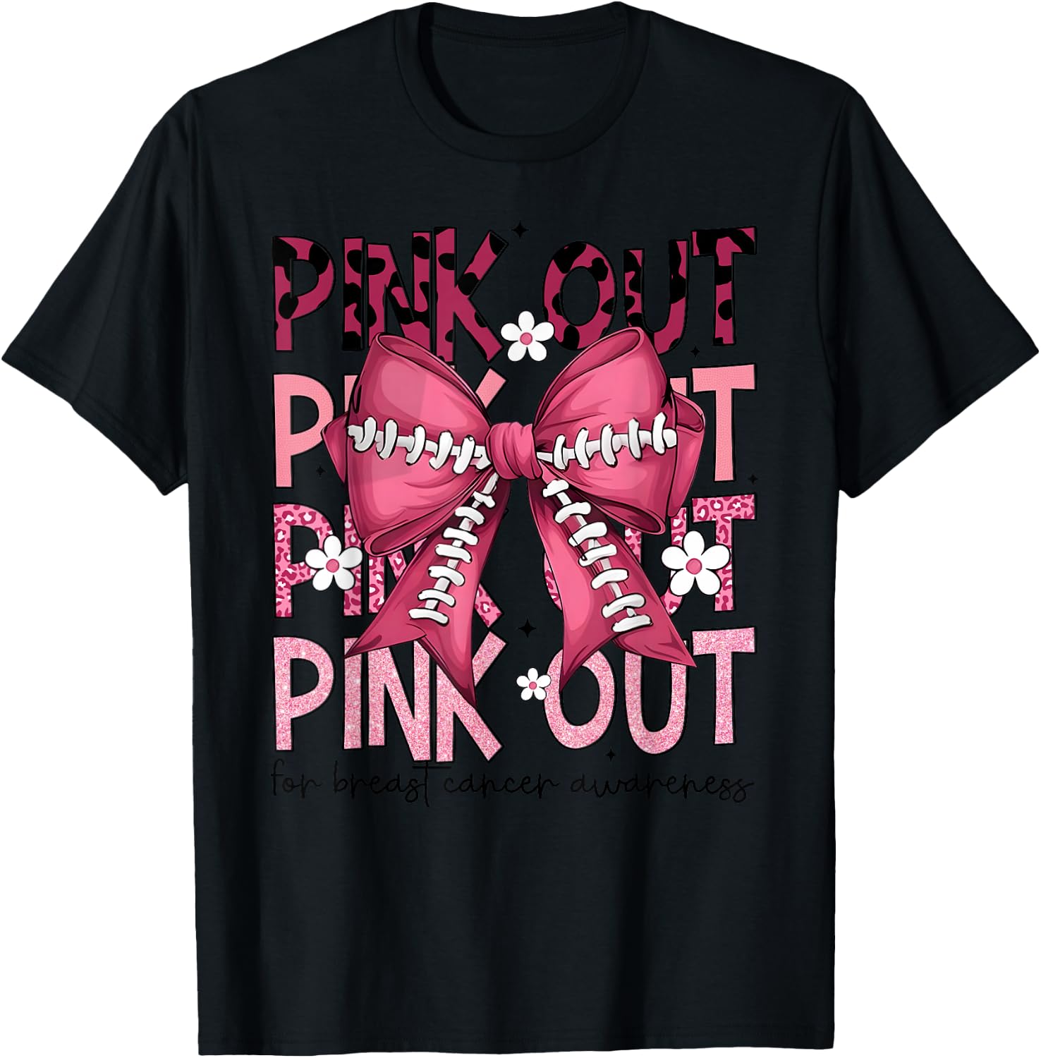 Funny Pink Out Breast Cancer Game Day Support Squad Football T-Shirt - T-Shirt | Black