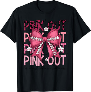 Funny Pink Out Breast Cancer Game Day Support Squad Football T-Shirt - T-Shirt | Black