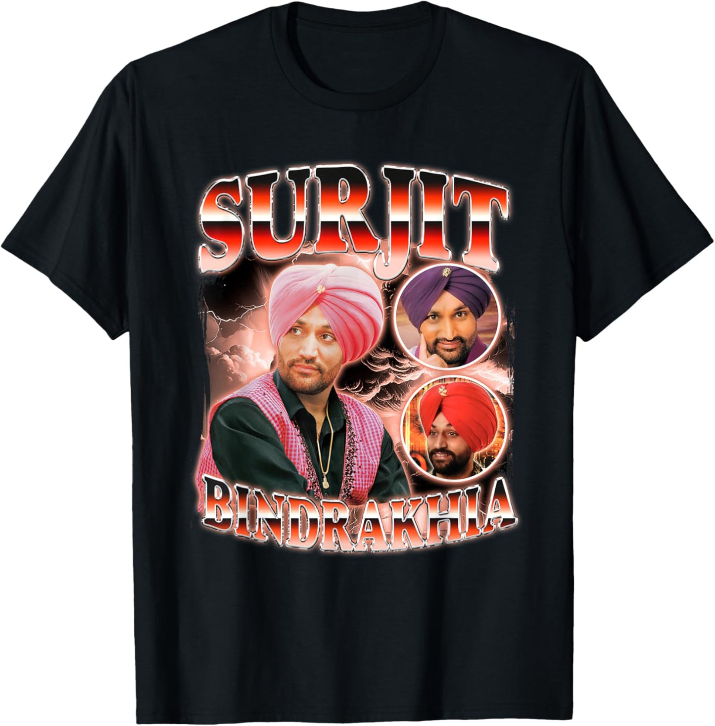 Surjit Bindrakhia Vintage 90s Style | Punjabi T-Shirt - T-Shirt | Black