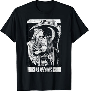 Blackcraft Vintage Death The Reaper Kiss Tarot Card T-Shirt - T-Shirt | Black