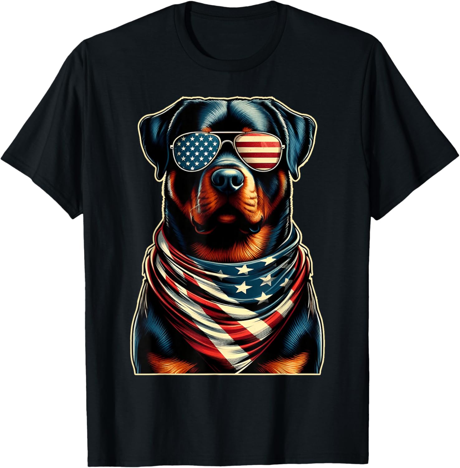 USA Flag Rottweiler Funny Fourth of July Women Men Kids T-Shirt - T-Shirt | Black