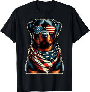 USA Flag Rottweiler Funny Fourth of July Women Men Kids T-Shirt - T-Shirt | Black