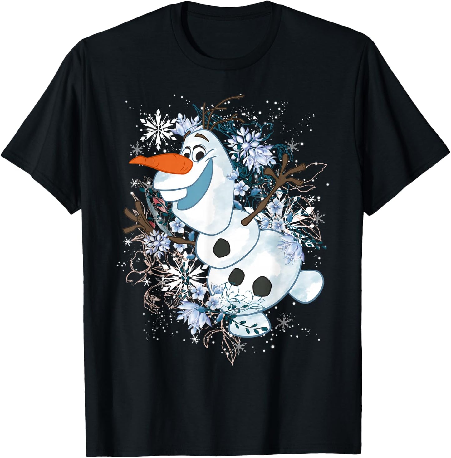 Disney Frozen Olaf Dancing In The Snowflakes Graphic T-Shirt - T-Shirt | Black