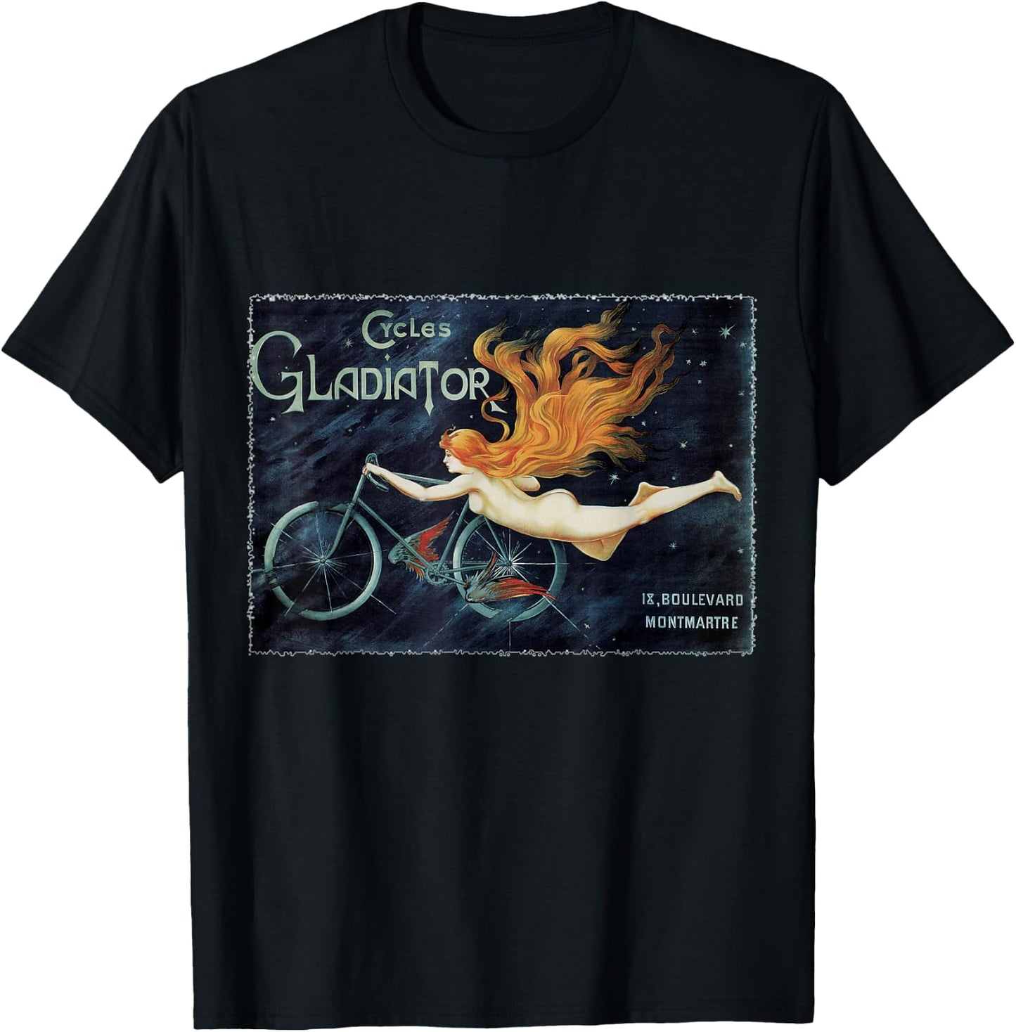 Cycles Gladiator Bicycle, Vintage Art Nouveau T-Shirt - T-Shirt | Black