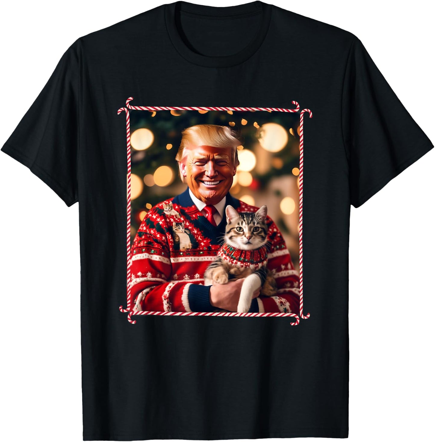 Funny Trump Christmas Sweater for Cat Lovers T-Shirt - T-Shirt | Black