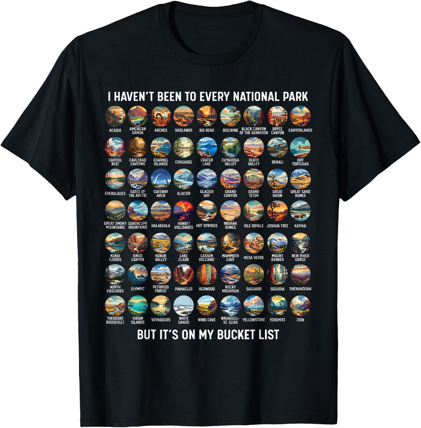 All US National Park Checklist Bucket List Of National Parks T-Shirt - T-Shirt | Black