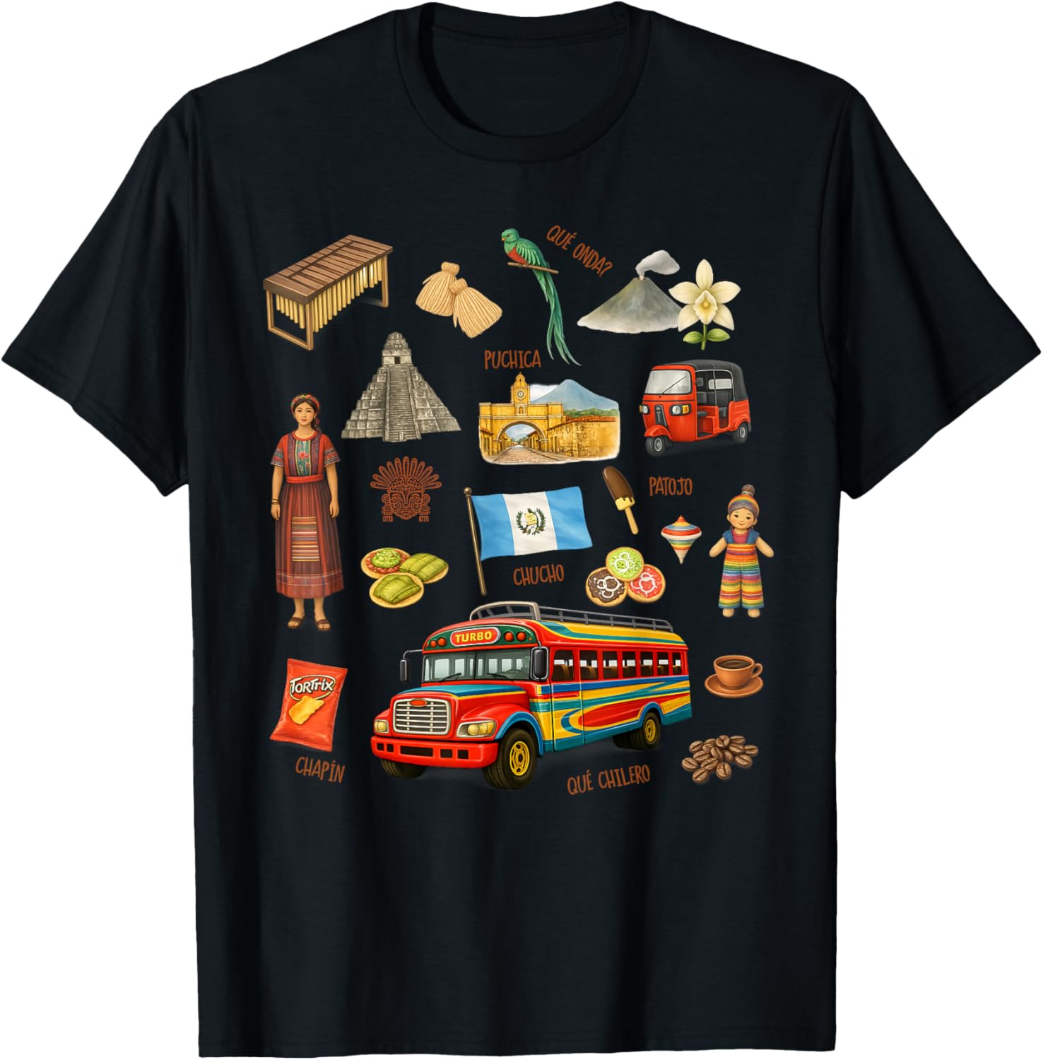 Guatemalan Slang Guatemala Graphic T-Shirt - T-Shirt | Black