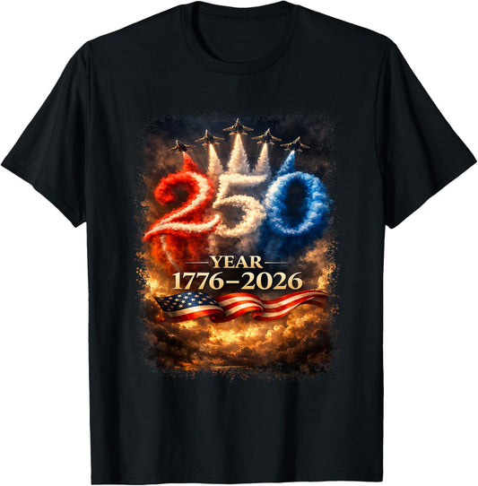 250 Years of American Pride Patriotic Celebration 4th July T-Shirt - T-Shirt | Black