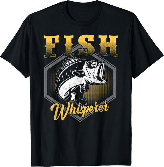 Fish Whisperer Funny Fisherman Fishing Angler T-Shirt - T-Shirt | Black