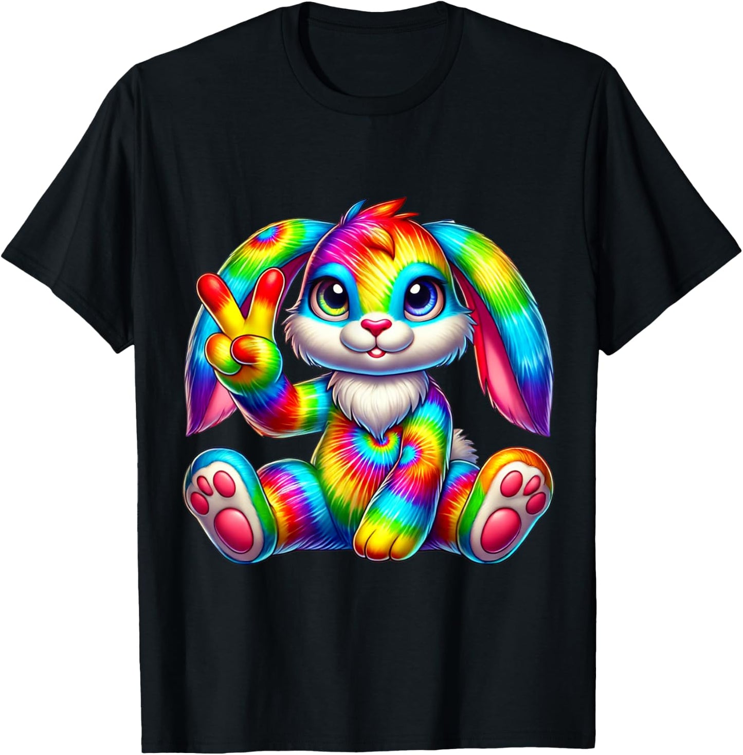 Tie-Dye rabbit bunny Peace Sign Hippie T-Shirt - T-Shirt | Black