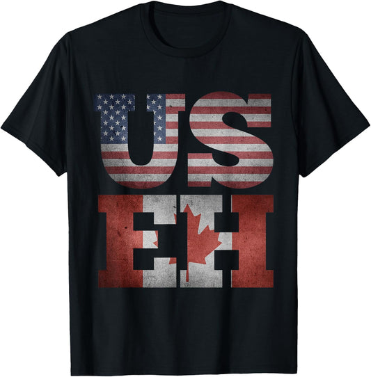 USEH Flag Funny American Canadian friends citizenship party T-Shirt - T-Shirt | Black